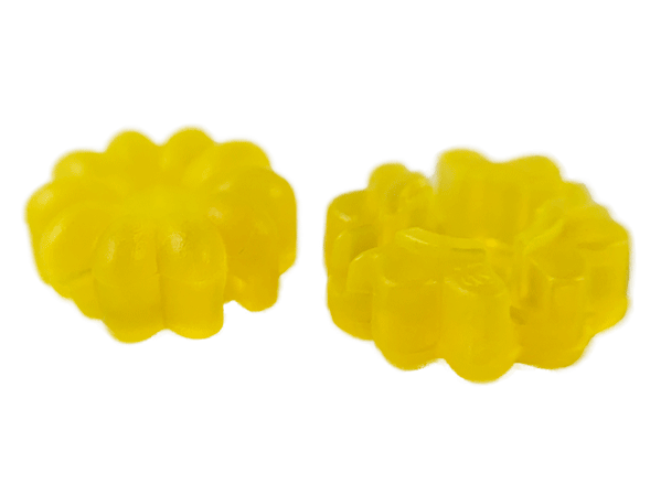 Clikits Icon, Flower 2 x 2 Small, 10 Petals with Hole [Frosted] in Trans-Neon Yellow