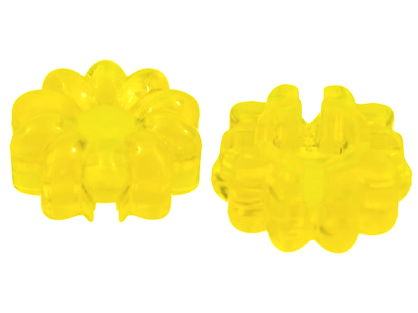 Clikits Icon, Flower 2 x 2 Small, 10 Petals with Hole [Polished] in Trans-Neon Yellow