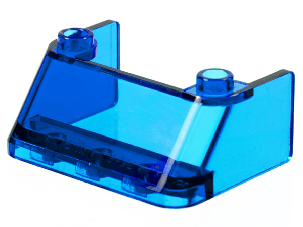Windscreen 3 x 4 x 1 1/3 with 2 Studs on Top in Trans-Dark Blue