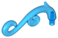 Curled Decorative Ornament / Plant Vine with Bar in Trans-Dark Blue