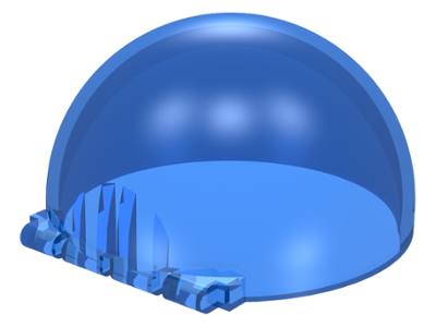 Windscreen 6 x 6 x 3 Canopy Half Sphere with Hinge [Plain] in Trans-Dark Blue