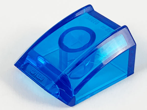 Brick Curved 2 x 2 with Lip, No Studs in Trans-Dark Blue