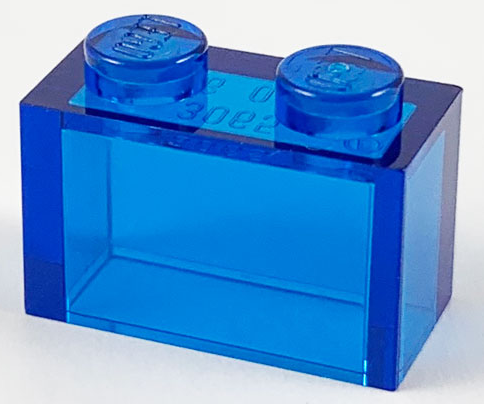 Brick 1 x 2 without Bottom Tube in Trans-Dark Blue