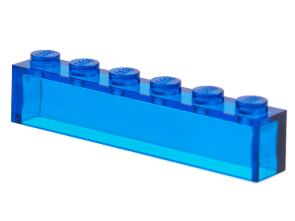 Brick 1 x 6 with No Bottom Tubes in Trans-Dark Blue