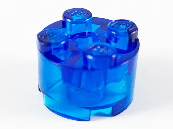 Brick Round 2 x 2 with Axle Hole in Trans-Dark Blue