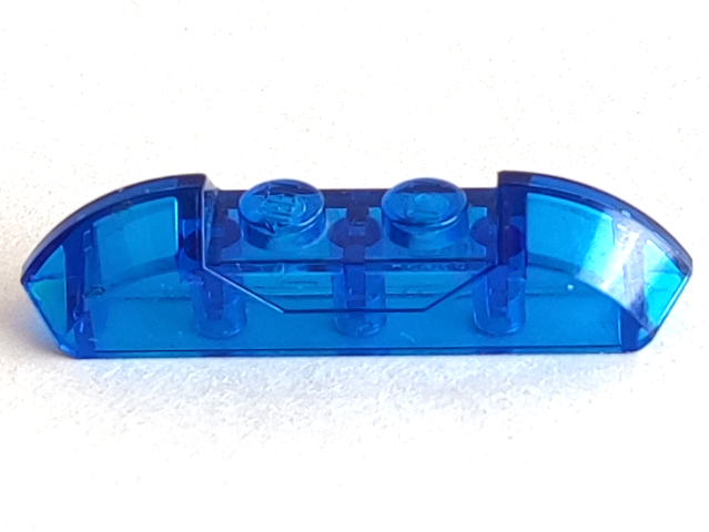 Brick Curved 1 x 4 with Sloped Ends and Two Top Studs in Trans-Dark Blue