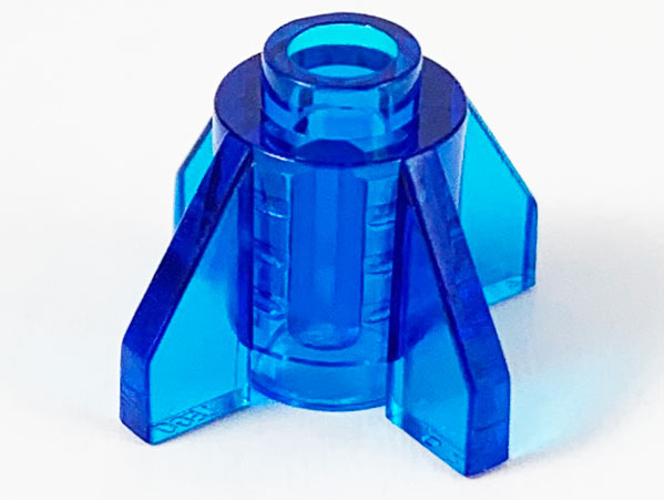 Brick Round 1 x 1 with Fins, Open Stud in Trans-Dark Blue