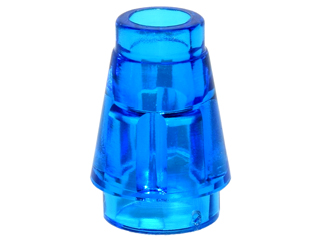 Cone 1 x 1 [Top Groove] in Trans-Dark Blue