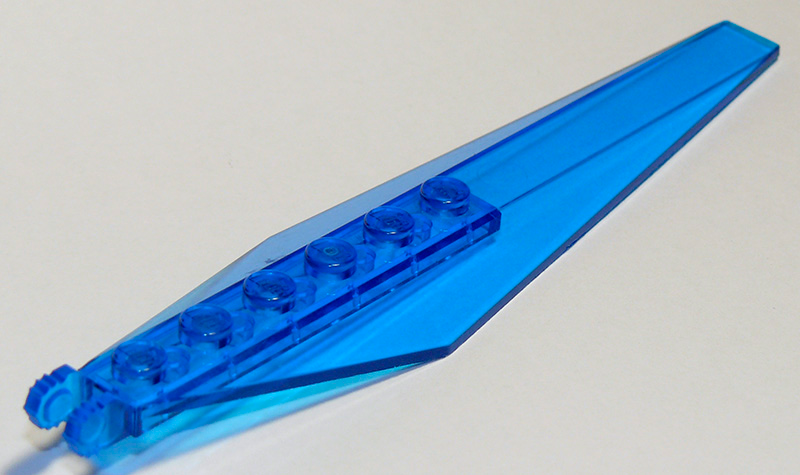 Hinge Plate 1 x 12 Locking with Angled Side Extensions and Tapered Ends, 7 Teeth in Trans-Dark Blue