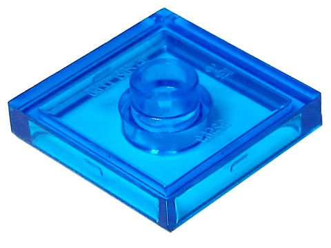 Plate Special 2 x 2 with Groove and Center Stud (Jumper) in Trans-Dark Blue