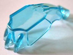 Animal Body Part, Hand / Paw 2 x 6 x 2 1/2 with Claws and Technic Hole in Trans-Light Blue