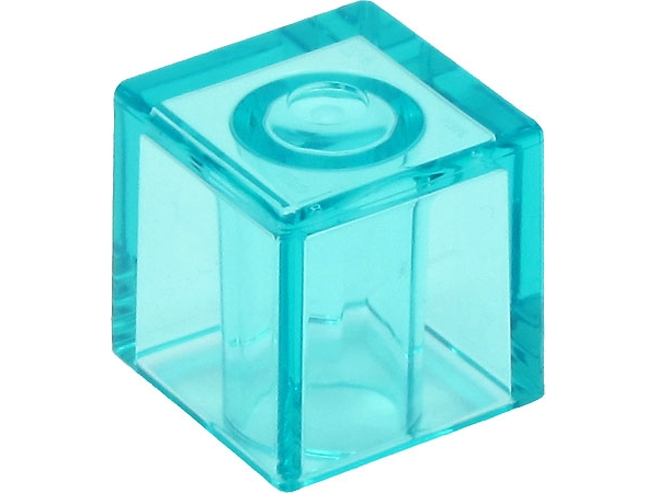 Minifig Head Special, Cube [Plain] in Trans-Light Blue