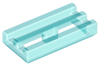 Tile Special 1 x 2 Grille with Bottom Groove in Trans-Light Blue