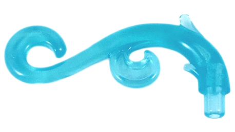 Curled Decorative Ornament / Plant Vine with Bar in Trans-Light Blue