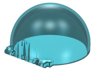 Windscreen 6 x 6 x 3 Canopy Half Sphere with Hinge [Plain] in Trans-Light Blue