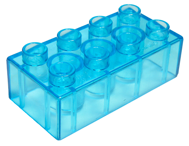 Duplo Brick 2 x 4 in Trans-Light Blue