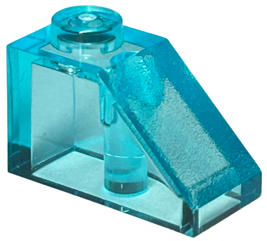 Brick Sloped 45° 2 x 1 with Bottom Pin in Trans-Light Blue