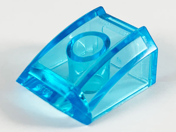Brick Curved 2 x 2 with Lip, No Studs in Trans-Light Blue