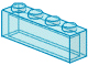 Brick 1 x 4 without Bottom Tubes in Trans-Light Blue