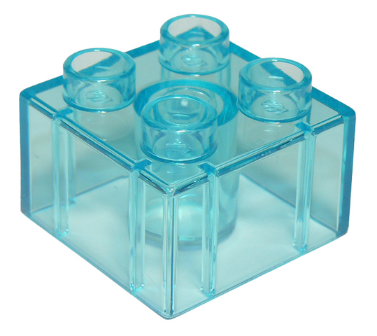 Duplo Brick 2 x 2 in Trans-Light Blue