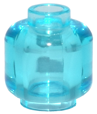 Minifig Head [Plain] [Hollow Stud] in Trans-Light Blue