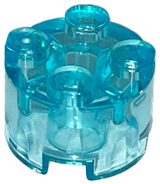 Brick Round 2 x 2 with Axle Hole in Trans-Light Blue