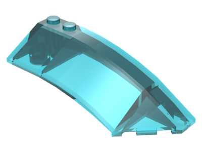 Brick Wedged, Curved 8 x 3 x 2 Open Right in Trans-Light Blue