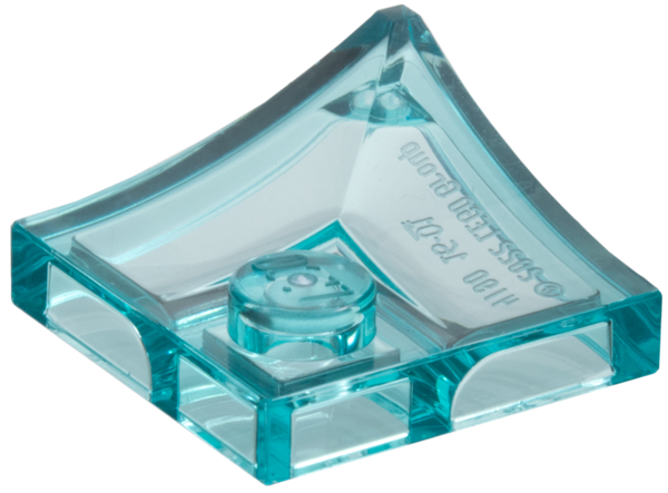 Plate Special 2 x 2 with Double Inverted Curve, 1 Stud in Trans-Light Blue