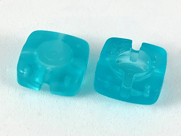 Clikits Icon, Square 2 x 2 Small, with Hole [Frosted] in Trans-Light Blue