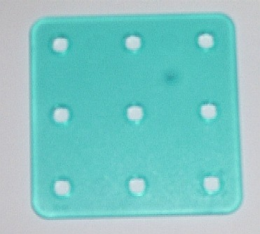 Clikits Connector, Square 8 x 8 with 9 Holes in Trans-Light Blue
