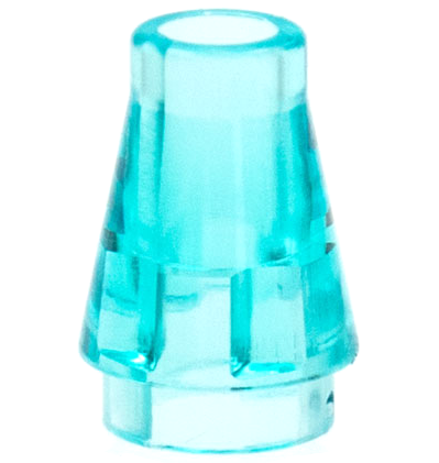 Cone 1 x 1 [No Top Groove] in Trans-Light Blue