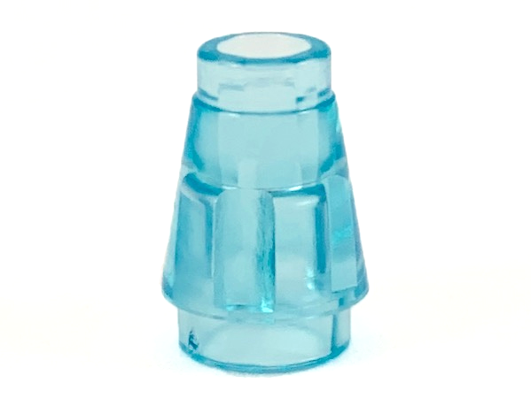 Cone 1 x 1 [Top Groove] in Trans-Light Blue