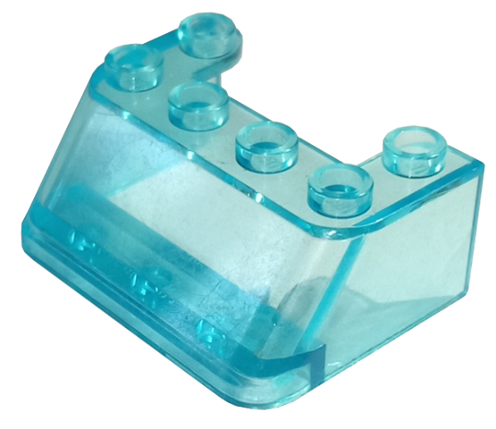 Windscreen 3 x 4 x 1 1/3 with 6 Studs on Top in Trans-Light Blue