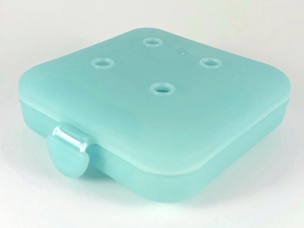 Clikits Container Box, Square with 2 x 2 Holes Arrangement - Hinged in Trans-Light Blue