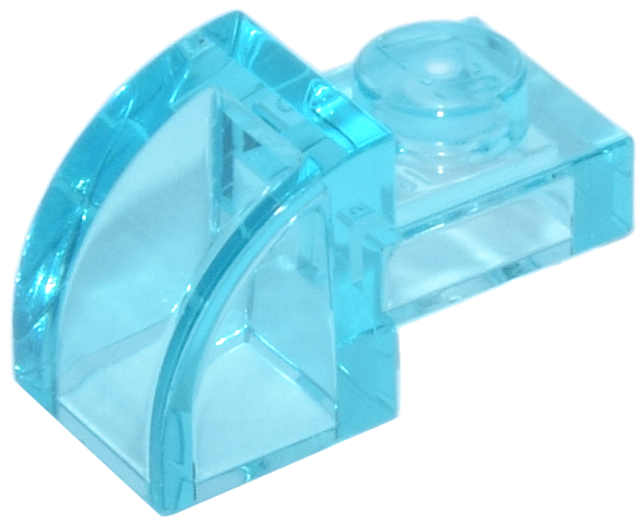 Brick Curved 1 x 2 x 1 with Curved Top in Trans-Light Blue