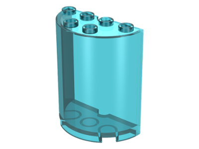 Cylinder Half 2 x 4 x 4 in Trans-Light Blue