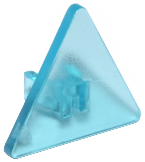 Road Sign Clip-on 2.2 x 2.667 Triangular with Open O Clip in Trans-Light Blue