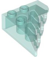 Brick Wedged, Sloped 4 x 4 Corner in Trans-Light Blue