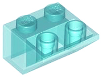 Brick Sloped Inverted 45° 2 x 2 [No Bottom Pin, Bar-sized Stud Holes] in Trans-Light Blue