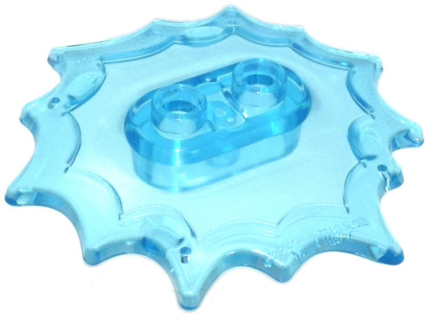 Plate Special, Wave / Power Burst / Flame, with Two Studs in Trans-Light Blue