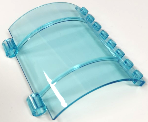 Panel 4 x 8 x 4 Quarter Circle with Axle Holes in Trans-Light Blue