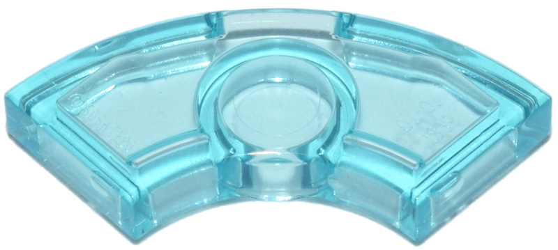 Tile 2 x 2 Curved, Macaroni, Center Anti-Stud in Trans-Light Blue