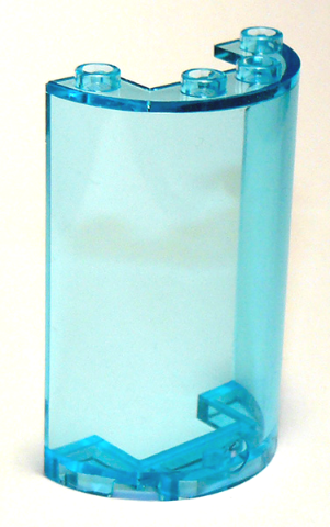 Cylinder Half 2 x 4 x 5 with 1 x 2 cutout in Trans-Light Blue
