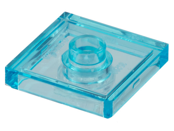 Plate Special 2 x 2 with Groove and Center Stud (Jumper) in Trans-Light Blue