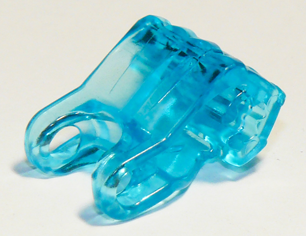 Large Figure Hand, Fist with Axle Hole, 4 Fingers in Trans-Light Blue