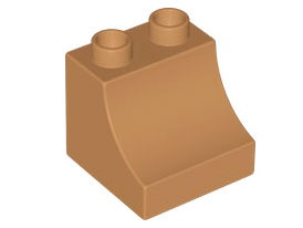 Duplo Brick 2 x 2 x 1 1/2 with Curve in Medium Nougat