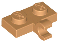 Plate Special 1 x 2 with Clip Horizontal on Side in Medium Nougat