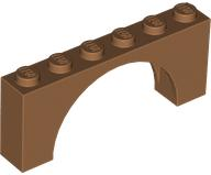 Brick Arch 1 x 6 x 2 - Very Thin Top without Reinforced Underside in Medium Nougat
