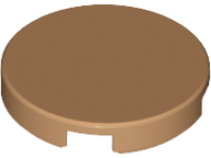 Tile Round 2 x 2 with Bottom Stud Holder in Medium Nougat