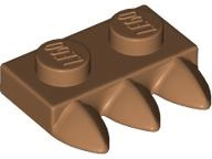 Plate Special 1 x 2 with Three Teeth [Tri-Tooth] in Medium Nougat